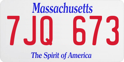 MA license plate 7JQ673
