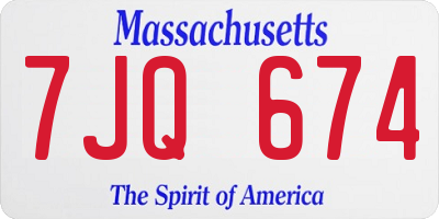 MA license plate 7JQ674