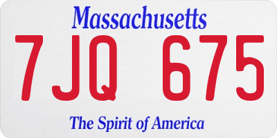 MA license plate 7JQ675