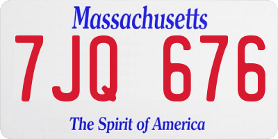 MA license plate 7JQ676