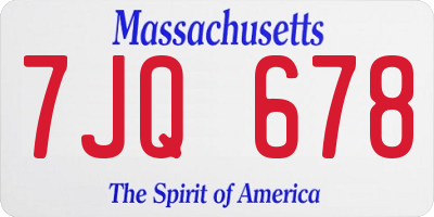 MA license plate 7JQ678
