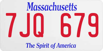 MA license plate 7JQ679