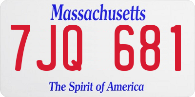 MA license plate 7JQ681