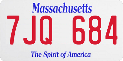 MA license plate 7JQ684