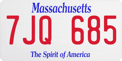 MA license plate 7JQ685