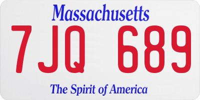 MA license plate 7JQ689