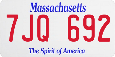 MA license plate 7JQ692