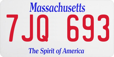 MA license plate 7JQ693