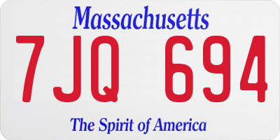 MA license plate 7JQ694