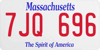 MA license plate 7JQ696