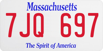 MA license plate 7JQ697
