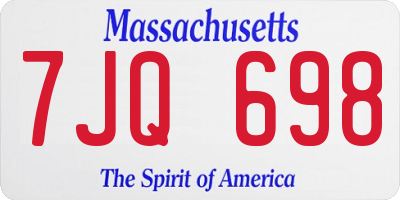 MA license plate 7JQ698