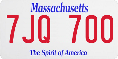MA license plate 7JQ700