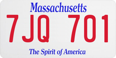 MA license plate 7JQ701