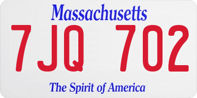 MA license plate 7JQ702