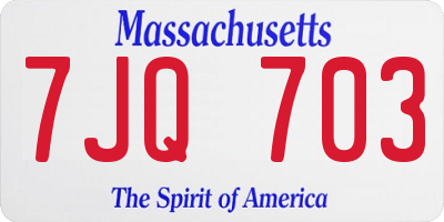 MA license plate 7JQ703