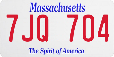 MA license plate 7JQ704