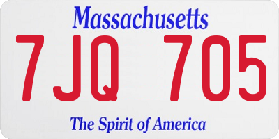 MA license plate 7JQ705