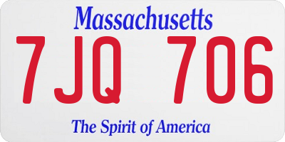MA license plate 7JQ706