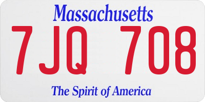 MA license plate 7JQ708