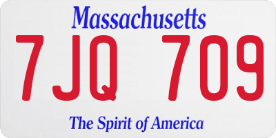 MA license plate 7JQ709