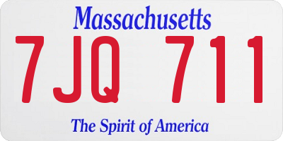 MA license plate 7JQ711