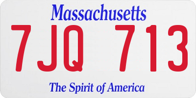MA license plate 7JQ713