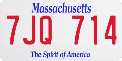 MA license plate 7JQ714