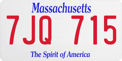 MA license plate 7JQ715