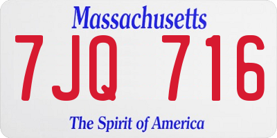 MA license plate 7JQ716
