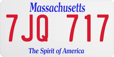 MA license plate 7JQ717