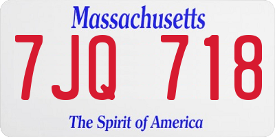 MA license plate 7JQ718