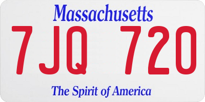 MA license plate 7JQ720