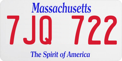 MA license plate 7JQ722