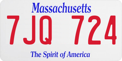 MA license plate 7JQ724