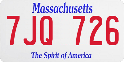 MA license plate 7JQ726