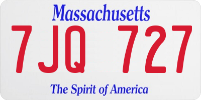 MA license plate 7JQ727