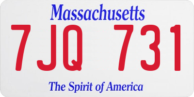 MA license plate 7JQ731