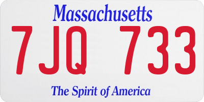 MA license plate 7JQ733