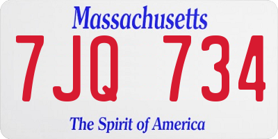 MA license plate 7JQ734