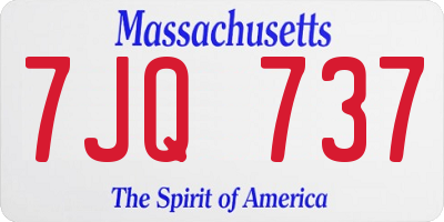 MA license plate 7JQ737