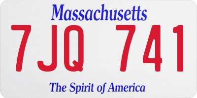 MA license plate 7JQ741