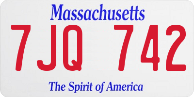 MA license plate 7JQ742