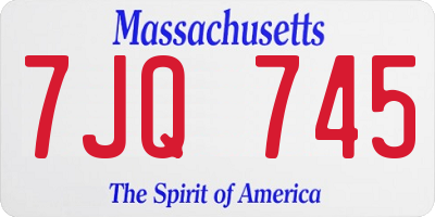 MA license plate 7JQ745