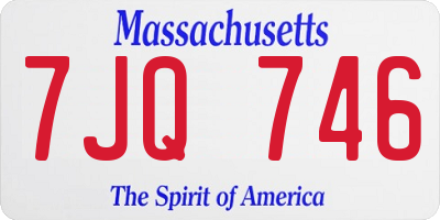 MA license plate 7JQ746