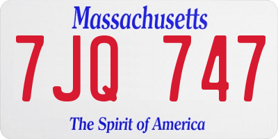 MA license plate 7JQ747