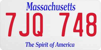 MA license plate 7JQ748
