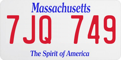 MA license plate 7JQ749