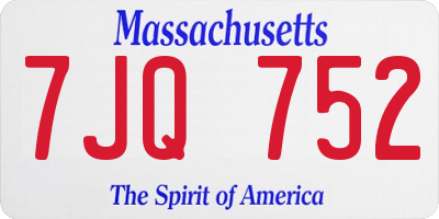MA license plate 7JQ752