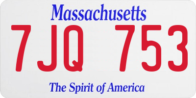 MA license plate 7JQ753